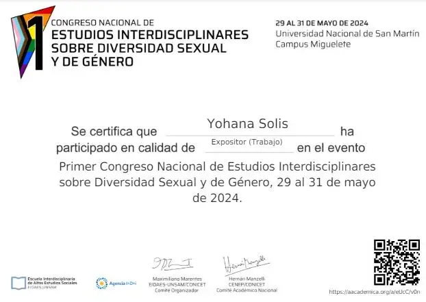 Expositora de la Ponencia sobre “Invisibilización de las diversidades sexo genéricas en la ESI en la Educación de Adultes